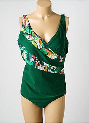Maillot de bain 1 pièce imprimé fantaisie haut soutien-gorge moulé vert YSABEL MORA femme