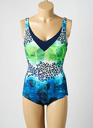 Maillot de bain 1 pièce imprimé fantaisie haut soutien-gorge moulé bleu SUNFLAIR femme