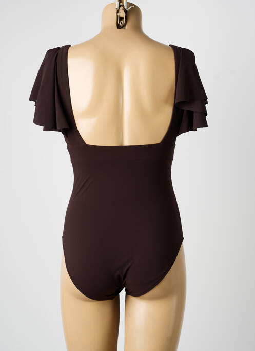 Maillot de bain 1 pièce stretch haut soutien-gorge moulé marron OPERA femme
