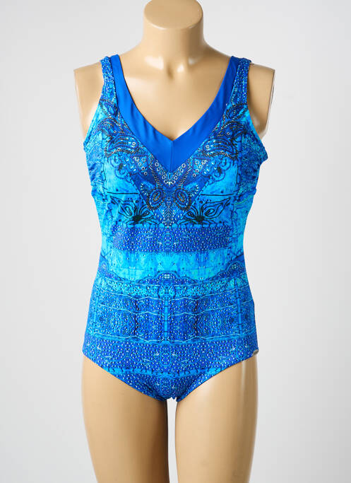 Maillot de bain 1 pièce imprimé fantaisie haut soutien-gorge moulé bleu SUNFLAIR femme