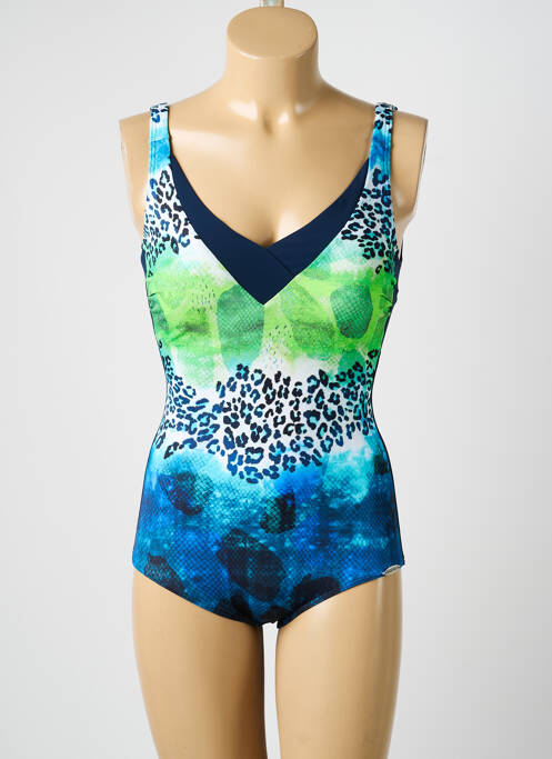 Maillot de bain 1 pièce imprimé fantaisie haut soutien-gorge moulé bleu SUNFLAIR femme