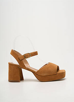 Sandales/nu pieds semi compensé talon de 7 à 9cm marron UNISA femme