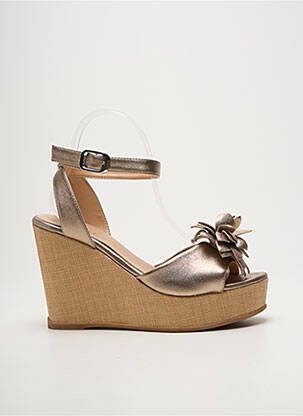 Sandales/nu pieds tissage satiné talon haut de 10cm et plus marron UNISA femme