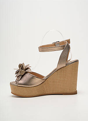 Sandales/nu pieds tissage satiné talon haut de 10cm et plus marron UNISA femme