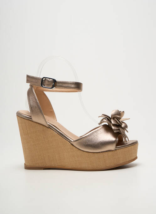 Sandales/nu pieds tissage satiné talon haut de 10cm et plus marron UNISA femme