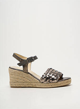 Espadrilles tissage satiné talon de 7 à 9cm argent BELLA STORIA femme