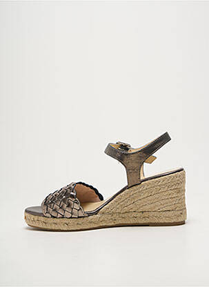 Espadrilles tissage satiné talon de 7 à 9cm argent BELLA STORIA femme