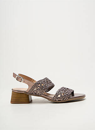 Sandales/nu pieds tissage satiné talon de 4 à 6cm marron BELLA STORIA femme