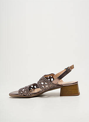 Sandales/nu pieds tissage satiné talon de 4 à 6cm marron BELLA STORIA femme