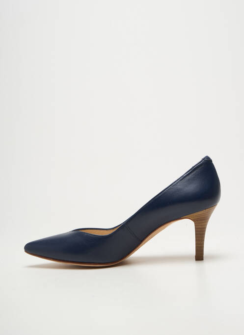 Escarpins semelle extérieure cuir talon de 7 à 9cm bleu UNISA femme