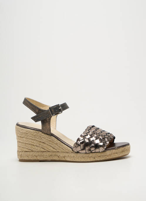 Espadrilles tissage satiné talon de 7 à 9cm argent BELLA STORIA femme