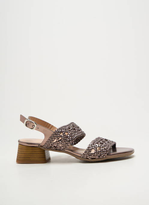 Sandales/nu pieds tissage satiné talon de 4 à 6cm marron BELLA STORIA femme