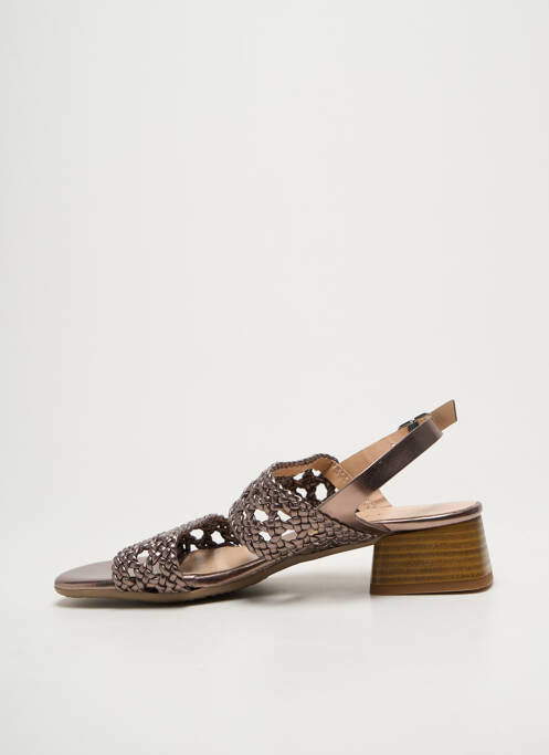 Sandales/nu pieds tissage satiné talon de 4 à 6cm marron BELLA STORIA femme