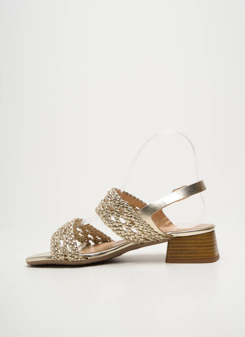 Sandales/nu pieds tissage satiné talon de 4 à 6cm or BELLA STORIA femme