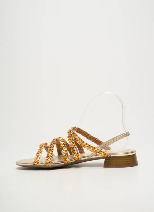Sandales/nu pieds tissage satiné talon plat jusqu'à 3cm or BELLA STORIA femme