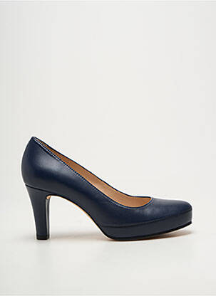 Escarpins semelle extérieure cuir talon de 7 à 9cm bleu UNISA femme