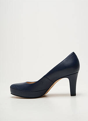 Escarpins semelle extérieure cuir talon de 7 à 9cm bleu UNISA femme