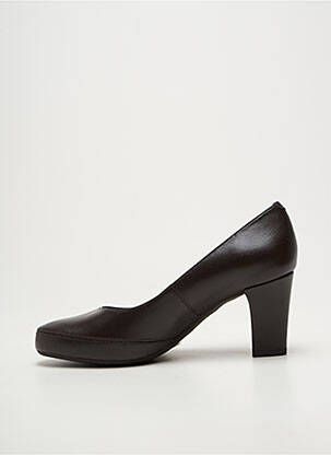 Escarpins tissage satiné talon de 7 à 9cm marron UNISA femme
