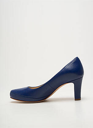 Escarpins semelle extérieure cuir talon de 7 à 9cm bleu UNISA femme