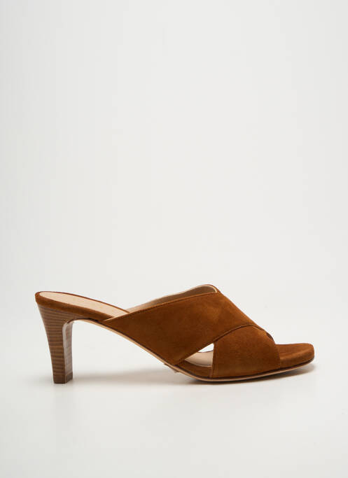 Mules/sabots semelle extérieure cuir talon de 7 à 9cm marron UNISA femme