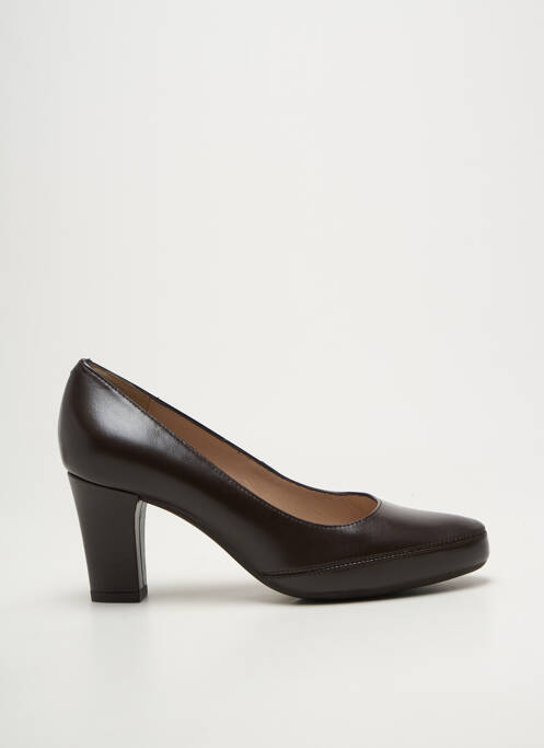 Escarpins tissage satiné talon de 7 à 9cm marron UNISA femme