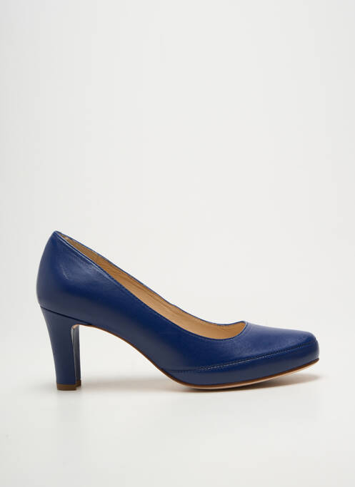 Escarpins semelle extérieure cuir talon de 7 à 9cm bleu UNISA femme