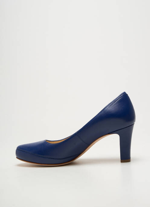 Escarpins semelle extérieure cuir talon de 7 à 9cm bleu UNISA femme