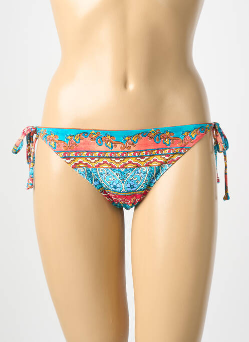 Bas de maillot de bain imprimé fleurs bikini bleu OLYMPIA femme
