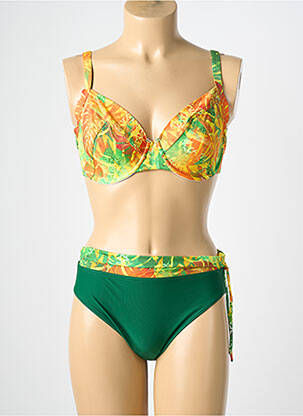 Maillot de bain 2 pièces stretch haut soutien-gorge emboitant vert O'SALEE femme