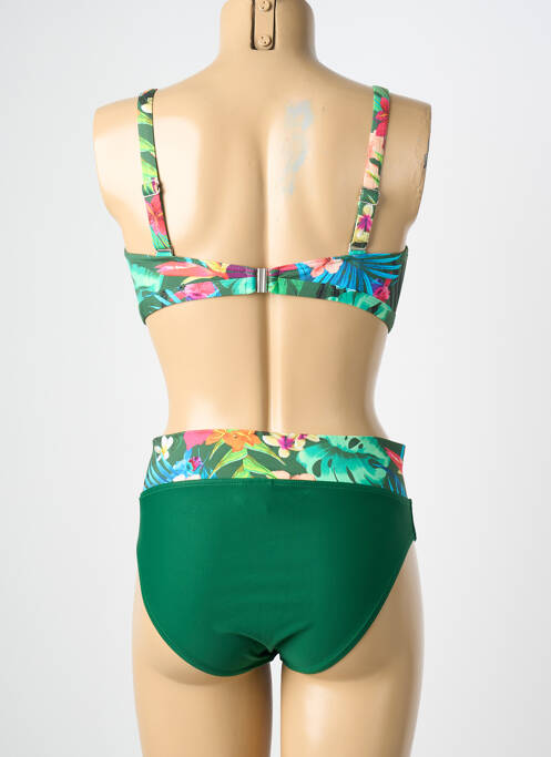 Maillot de bain 2 pièces stretch haut soutien-gorge emboitant vert SUN PLAYA femme