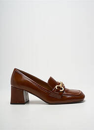 Mocassins tissage satiné talon de 7 à 9cm marron JULIE DEE femme