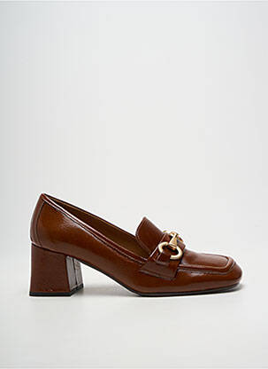 Mocassins tissage satiné talon de 7 à 9cm marron JULIE DEE femme