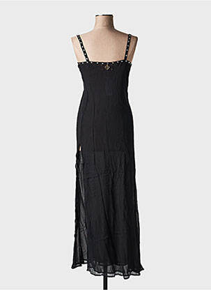Robe longue tissage crêpe fines bretelles noir MINE DE RIEN femme