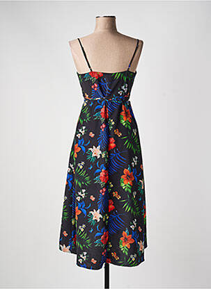 Robe mi-longue imprimé fleurs fines bretelles noir STRADIVARIUS femme