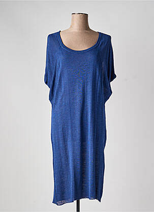 Robe mi-longue manches courtes manches courtes bleu STEFAN GREEN femme