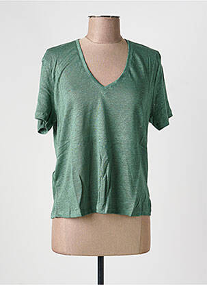 T-shirt col v manches courtes vert MANGO femme