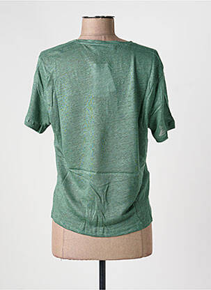 T-shirt col v manches courtes vert MANGO femme