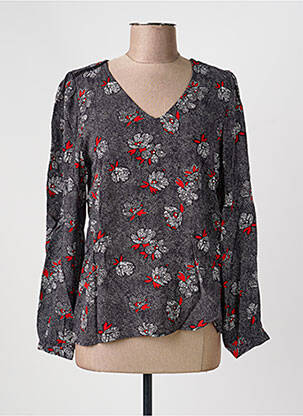 Blouse tissage popeline manches longues noir C'EST BEAU LA VIE femme