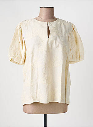 Blouse tissage popeline manches courtes beige LA FEE MARABOUTEE femme