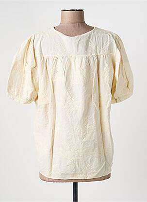 Blouse tissage popeline manches courtes beige LA FEE MARABOUTEE femme