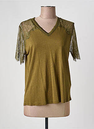 Top stretch manches courtes vert GUESS femme
