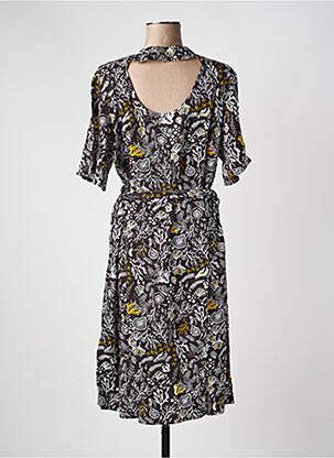 Robe mi-longue imprimé fleurs manches courtes noir LOLA ESPELETA femme