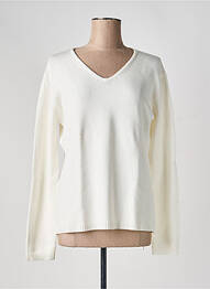 Pull stretch manches longues blanc COULEURS DU TEMPS femme