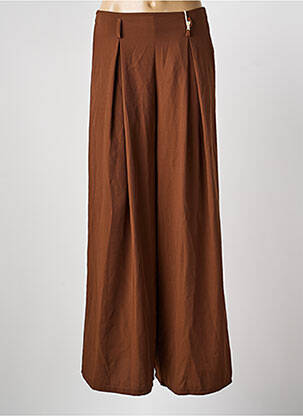 Pantalon large coupe fluide taille haute marron TERRA DI SIENA femme