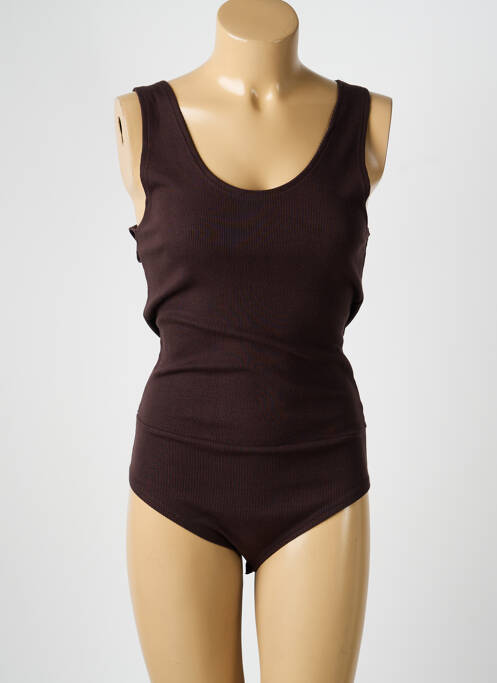 Body stretch sans manche marron DEUX. BY ELINE DE MUNCK femme