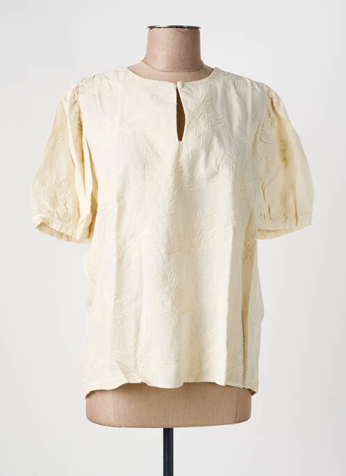 Blouse tissage popeline manches courtes beige LA FEE MARABOUTEE femme