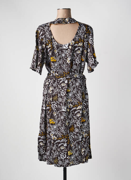 Robe mi-longue imprimé fleurs manches courtes noir LOLA ESPELETA femme