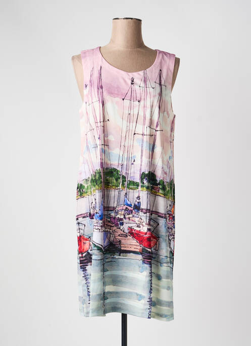 Robe mi-longue imprimé fantaisie sans manche rose ESPRIT DE LA MER femme