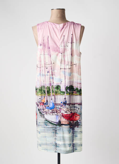 Robe mi-longue imprimé fantaisie sans manche rose ESPRIT DE LA MER femme