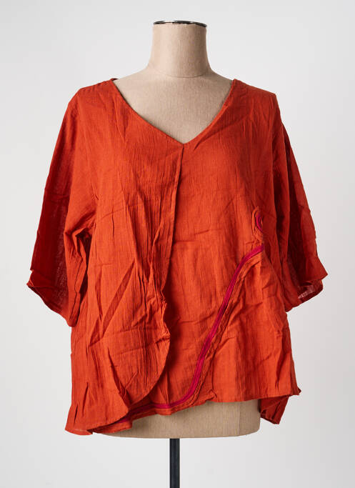 Blouse manches 3/4 manches 3/4 orange TERRÉ femme